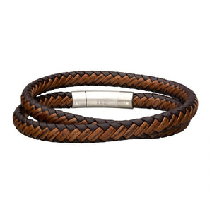 Dark & Light Brown Double Round Leather Bracelet
