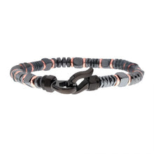 Load image into Gallery viewer, Black &amp; Rose Gold Hematite Beads Bracelet with Hinged Steel Hook Clasp
