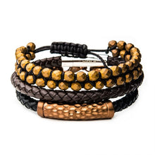Load image into Gallery viewer, Cappuccino Leather and Brown Hematite Bead Stackable Bracelets