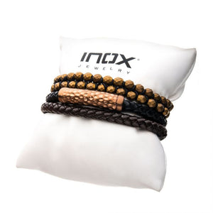 Cappuccino Leather and Brown Hematite Bead Stackable Bracelets