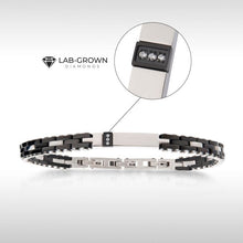 Load image into Gallery viewer, Trim Cut with Genuine Lab-Grown Clear Diamonds Two Tone Black IP Bracelet