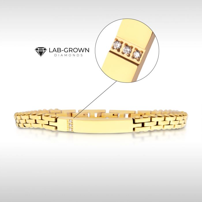 Trim Cut with Genuine Lab-Grown Clear Diamonds Tennis 18K Gold IP Bracelet