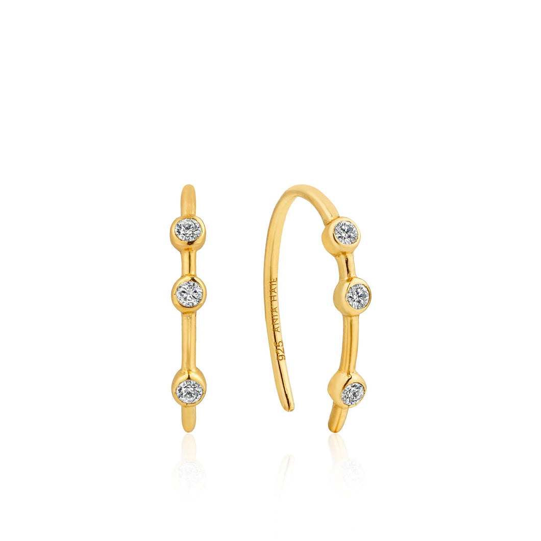 Gold Shimmer Stud Hook Earrings