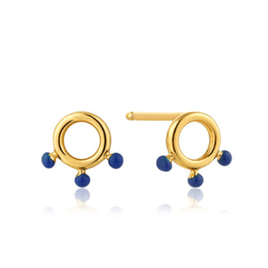 Gold Dotted Circle Stud Earrings