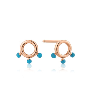 Rose Gold Dotted Circle Stud Earrings