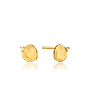 Gold Crush Disc Stud Earrings