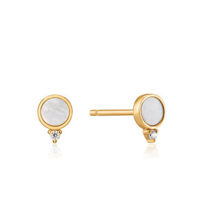 Gold Mother Of Pearl Stud Earrings