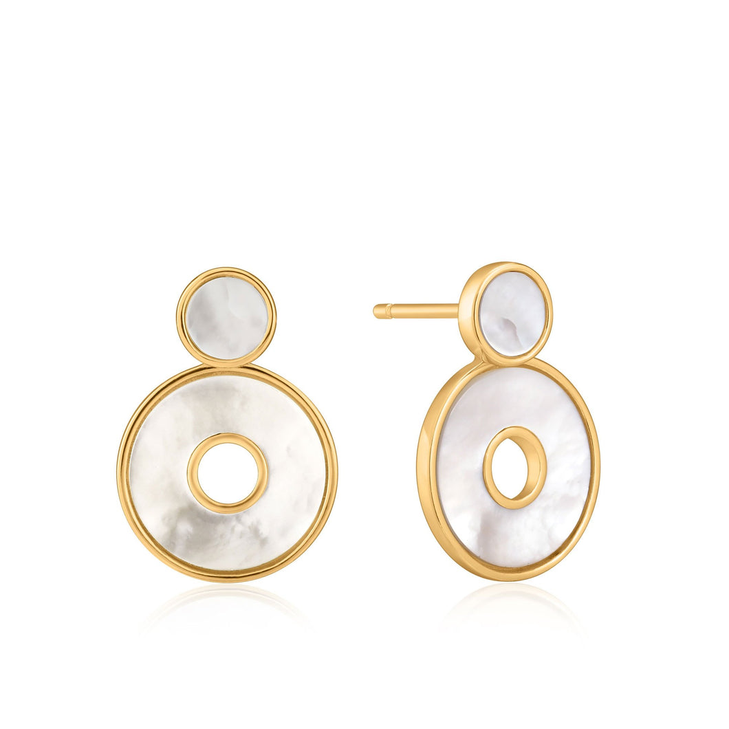 Gold Mother Of Pearl Disc Ear Jackets