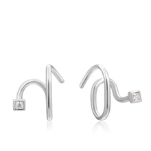 Load image into Gallery viewer, Silver Twist Square Sparkle Earrings