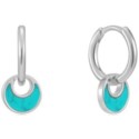 Silver Tidal Turquoise Crescent Huggie Hoops