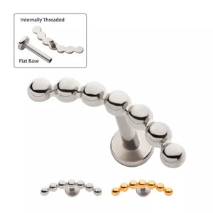 316L Surgical Steel Internally Threaded with Clustered Beads Top Flat Base Cartilage Barbell