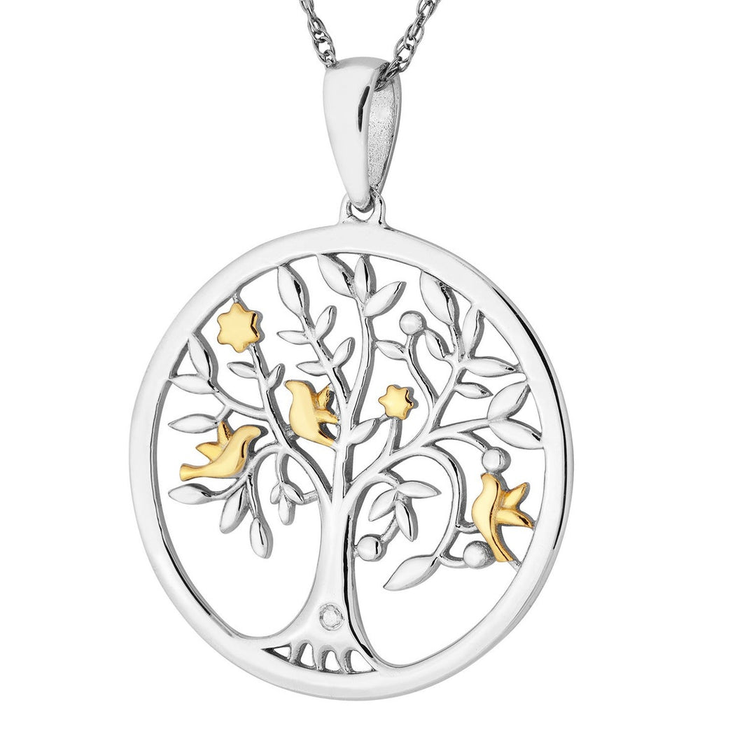 Diamond Birds in Tree Necklace