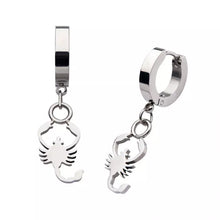 Load image into Gallery viewer, Stainless Steel Huggie Earrings with Scorpio Charm