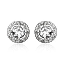 Load image into Gallery viewer, Round Halo Cubic Zirconia Post Earrings