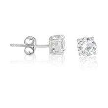 Load image into Gallery viewer, Round Brilliant Cut Basket Setting CZ Stud Earrings