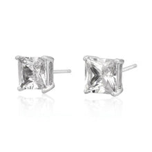 Load image into Gallery viewer, Square Princess Cut Basket Setting CZ Stud Earrings