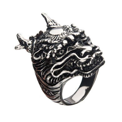 Oxidized Stainless Steel Dragon Ring