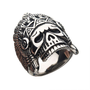 Oxidized Stainless Steel Chief Skull Ring