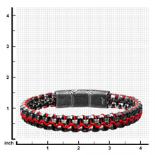 Load image into Gallery viewer, Allegiance Stainless Steel Bracelets with Red Wax Cord binding 2 Antique Brushed Bold Box Links