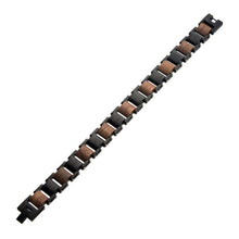 Load image into Gallery viewer, Stainless Steel with Walnut Wood Link Bracelet