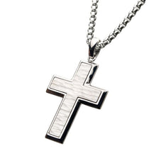 Load image into Gallery viewer, Matte Stainless Steel Short Cross Pendant with Steel Box Chain