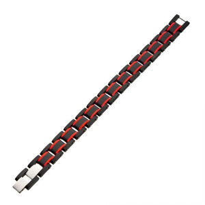 Dante - Black and Red Steel Matte Carbon Fiber and Link Sizeable Bracelet