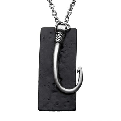 INOX Jewelry Stainless Steel Etched Anchor Dog Tag Pendant with Box Chain  SSP17454NK - Diamond Gallery