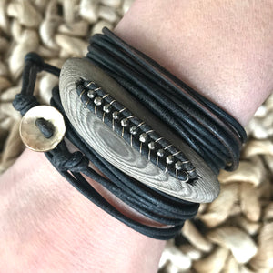 Driftwood Pyrite Wrap Bracelet