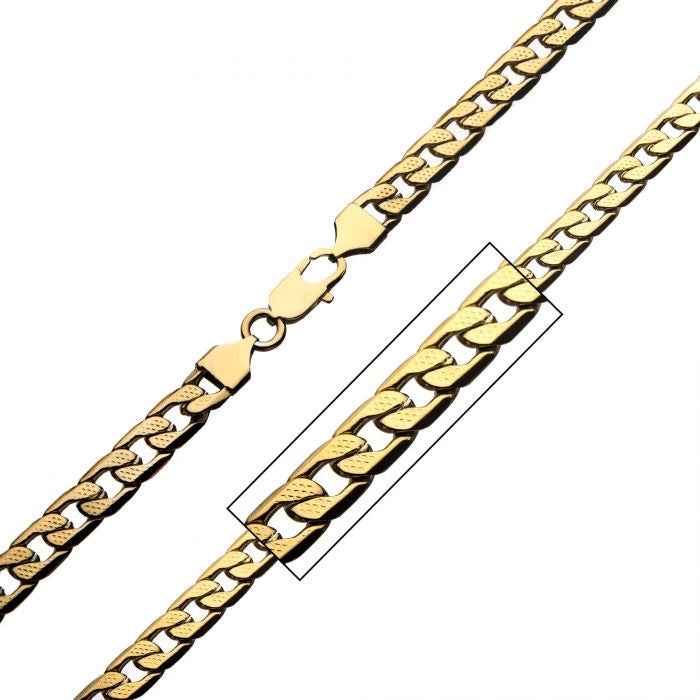 Stainless Steel & Gol IP 7.5mm Figaro Chain Necklace