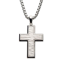 Load image into Gallery viewer, Matte Stainless Steel Short Cross Pendant with Steel Box Chain