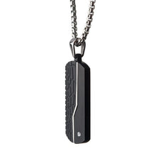 Load image into Gallery viewer, Stainless Steel Thin Line Crocodile Dog Tag Pendant with 2mm Clear CZ &amp; Steel Chain