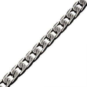 Stainless Steel with Antiqued Finish Diamond Cut Link and Chain Bracelet