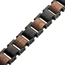 Load image into Gallery viewer, Stainless Steel with Walnut Wood Link Bracelet