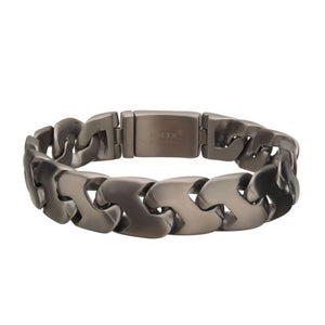 Matte Steel and Gun Metal Plated Big Double Chain Colossi Z-Link Bracelet