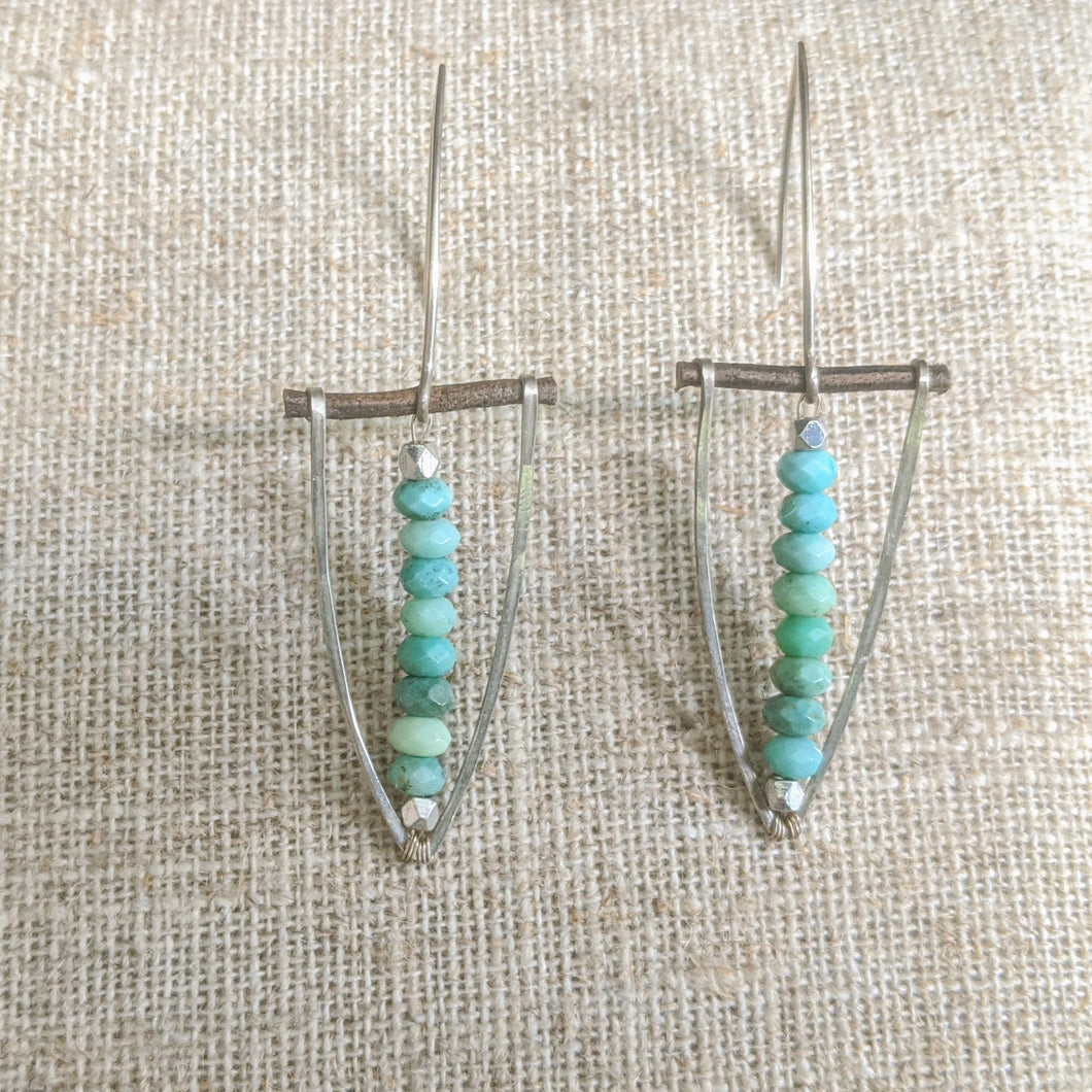 Chevron Peruvian Opal Earrings