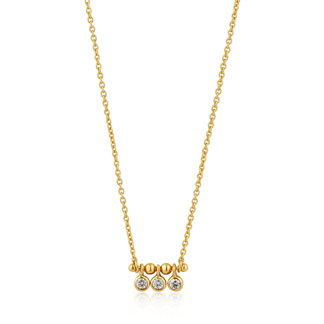 Gold Shimmer Triple Stud Necklace