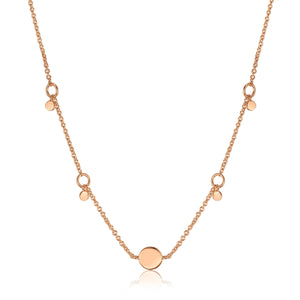 Rose Gold Geometry Drop Discs Necklace