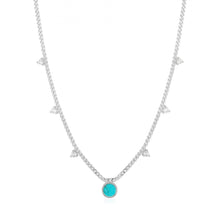 Load image into Gallery viewer, Silver Turquoise Drop Disc Necklace