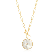 Load image into Gallery viewer, Gold Mother Of Pearl T-bar Necklace
