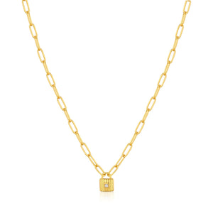 Gold Chunky Chain Padlock Necklace