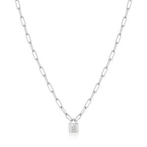 Silver Chunky Chain Padlock Necklace
