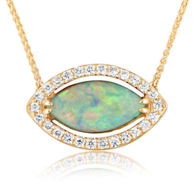 14K YELLOW GOLD AUSTRALIAN OPAL/DIAMOND NECKPIECE