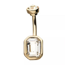 Load image into Gallery viewer, Gold PVD Octagon Shape with Clear CZ Gem Fixed Charm for Navel