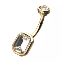 Load image into Gallery viewer, Gold PVD Octagon Shape with Clear CZ Gem Fixed Charm for Navel