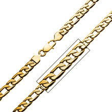 Load image into Gallery viewer, Stainless Steel &amp; Gold IP 7mm Speckled Figaro Chain Necklace