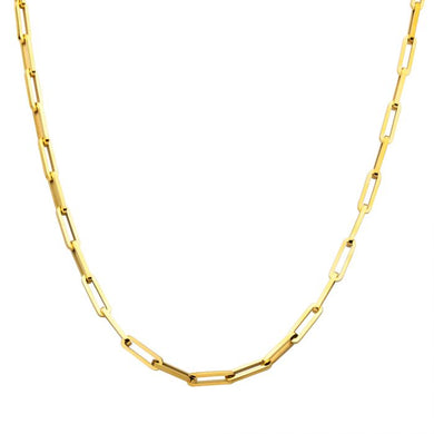 Gold IP Steel Paperclip Link Chain Necklace