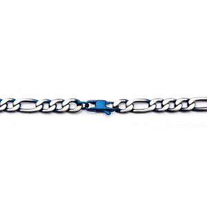 Steel Blue IP Figaro Chain w/ Lobster Claw Clasp 24 in