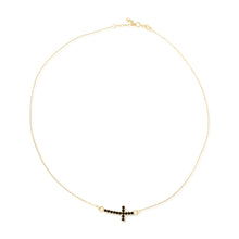 Load image into Gallery viewer, Sideways Curved Cross Charm and Necklace Set