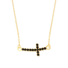 Load image into Gallery viewer, Sideways Curved Cross Charm and Necklace Set