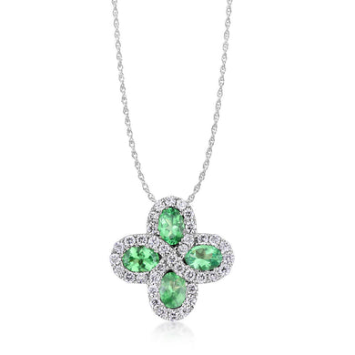 14K WHITE GOLD TSAVORITE/DIAMOND PENDANT